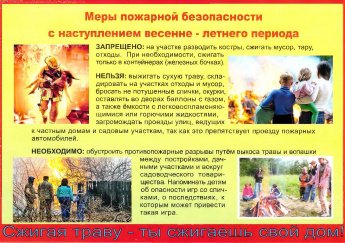 Памятка по соблюдению мер пожарной безопасности